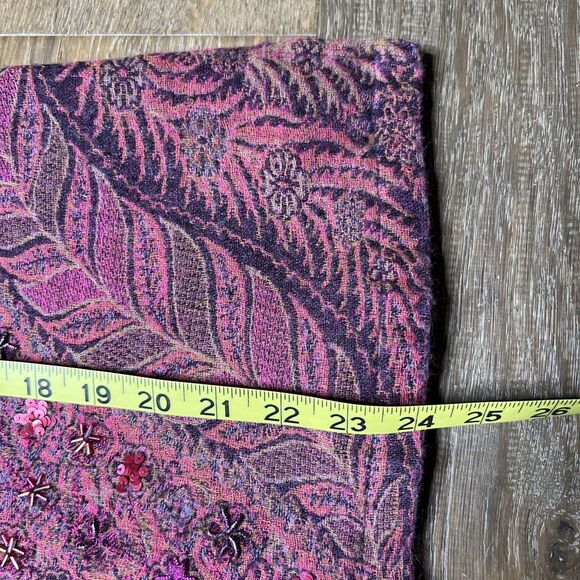 Coldwater Creek Wool Beaded Jacket Womens Large Purple Floral India Wood Buttons - Picture 7 of 9